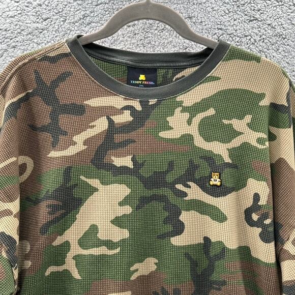 Teddy Fresh Men's 2XL Long Sleeve Camo Waffle Fabric Casual Streetwear Style - Picture 4 of 11